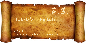 Platzkó Bertold névjegykártya